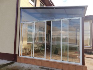 Aluminum constructions, glass, roof, Mucinieki